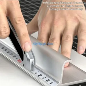 E65E Aluminum Safety Cutting Ruler with Raised Finger Guard, 50 Measuring Straight for Paper Fabric Leather and Craft Sheet