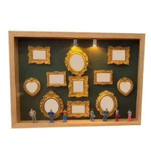 DIY Mini Museum Silhouette Box, Family Memory Photo Display Case Frame Silhouette Box With Light, Mini Frames & Figurines
