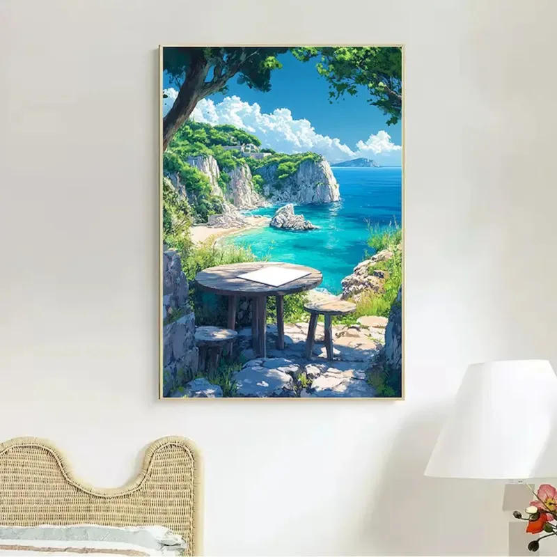 CHENISTORY Coloring By Numbers On Canvas Town Street Picture For Living Room Landscape Home Decor Acrylic Paint Painting Kits