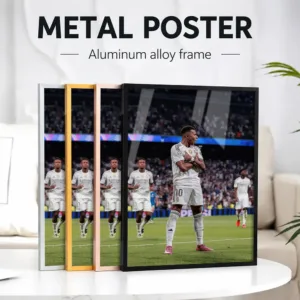 Kylian Mbappe Football Action Framed Metal Print Customized Photo Vibrant Champion Style Wall Art For Home Office Athlete Gift