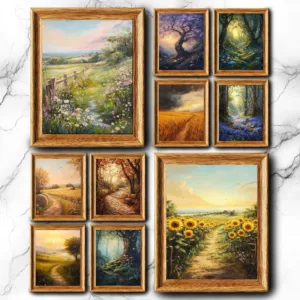 Vintage Oil Painting Mountains Rivers Forests Flowers and Landscape Poster Canvas Art Prints Home Room Wall Picture Decor Gift