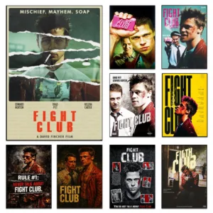 Classic Movie Fight Club Poster Print For Living Room Bedroom Home Decor 90s American Film Canvas Painting Wall Art