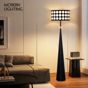 French Medieval Fabric Walnut Floor Lamp Bedroom Bedside Lamp Living Room Sofa Side Lamp Decorative Light Apartment LED Lighting