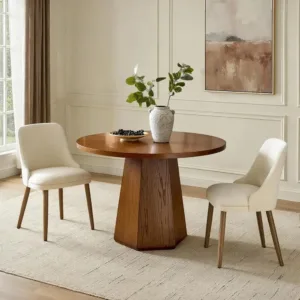 Set of 2 Upholstered Dining Chairs with Curved Backrest, Solid Wood Legs, Suitable for Kitchen or Dining Room, Ivory