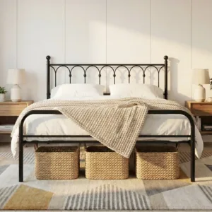 JHK Square Metal Platform Bed Frame Heavy Duty with 11.9" Under-Bed Storage No Box Spring Needed Easy Assembly For Living Room