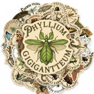 50Pcs Hand‑drawn Vintage Nature Insect Specimen Stickers, Waterproof Decals, Personalized DIY Decor Papery Pop Store