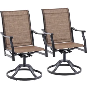 Farini 360° Swivel Outdoor Dining Chairs, Patio Metal Armchair with Textilene Fabric, All-Weather Resistant, Ergonomic,