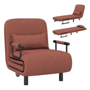 Buy 1 Comfortable 2-in-1 Mechanism Folding Convertible Armchair Single Office Sofa Bed with Pull for Living Room Hotel