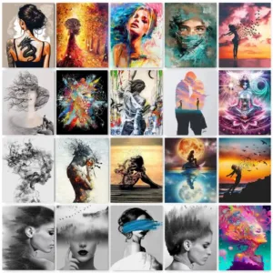GATYZTORY Oil Paint By Numbers Kits Figure Painting By Numbers On Canvas Girls Frame 60x75cm Scenery Draw Painting DIY Home Deco