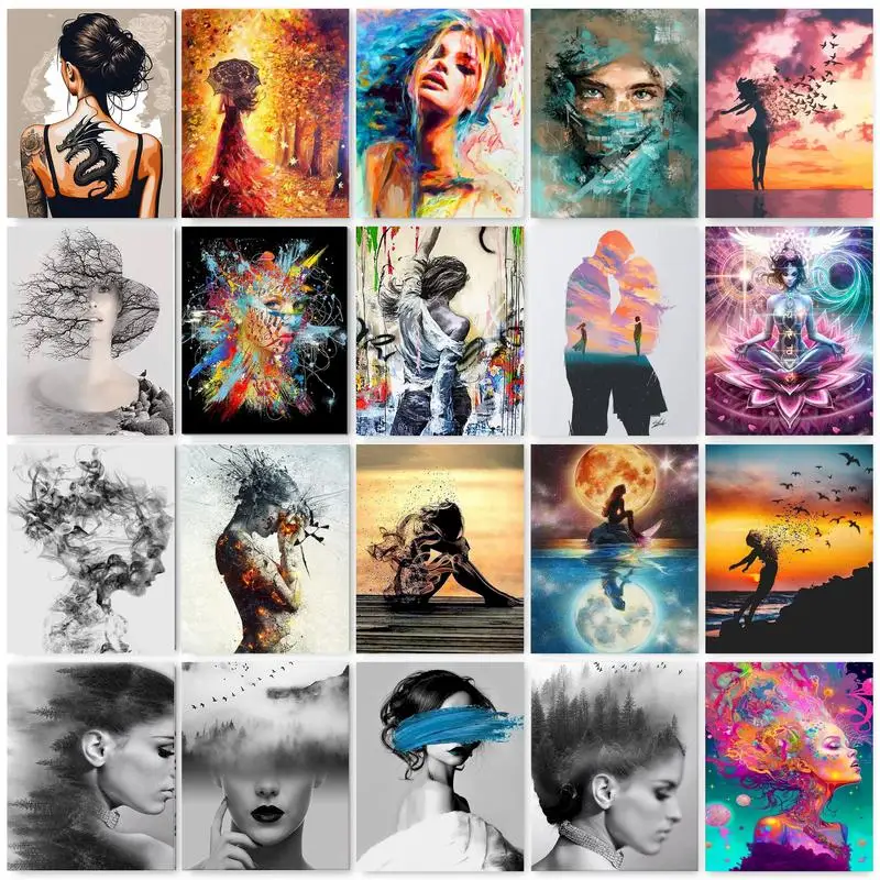 GATYZTORY Oil Paint By Numbers Kits Figure Painting By Numbers On Canvas Girls Frame 60x75cm Scenery Draw Painting DIY Home Deco