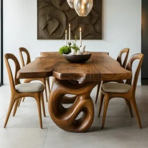 #Luxury Solid Wood Dining Table Set Modern Chairs Minimalist Home Furniture Villa Hotel Banquet Room Decor