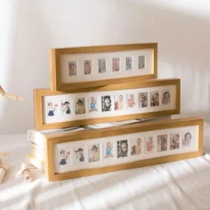 Wooden Baby Growth Photo Album Frame 2 Inch 6 /10 Holes Creative Picture Frames Mini Durable Memorial Photo Frame Gift