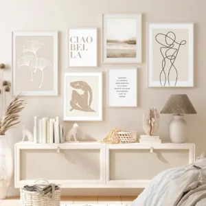 Neutral Gallery Beige Abstract Figure Line Art Wave Bedroom Decor Canvas Paintings Poster Pictures Prints Apartment Wall Decor