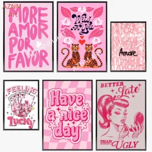Pink Love Quote Poster Poster Paper Print Home Living Room Bedroom Entrance Bar Cafe Art Painting Decoration