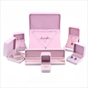 Cute Velvet Ring Box Classical Ring Bearer Case Pink Jewelry Gift Box for Engagement Proposal Wedding
