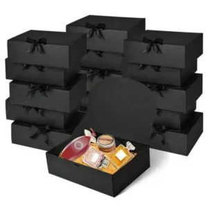 1/5pcs Black Gift Box With Lid, Deluxe Black Gift Box With Ribbon, Best Man Proposal Box, Bridesmaid Boxes, Graduation Favors