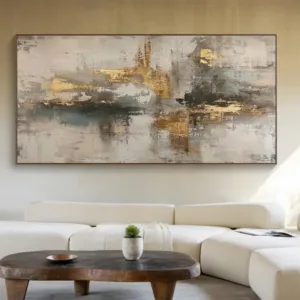 Large Abstract Black Beige Simple Canvas Oil Painting New Popular Design Golden Yellow Home Wall Art For Decor Items As Gifts