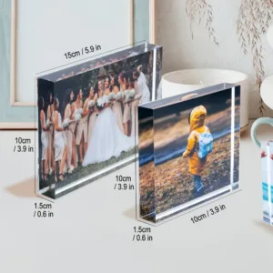 Personalized 3D Acrylic Photo Block - Custom Image Display, Elegant Beach Sunset Design, Perfect Mother's Day Gift