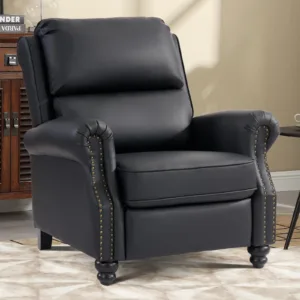 Push Back Recliner Chair PU Leather Lounge Armchair Home Theater Seating with Lumbar Support Overstuffed Foam Solid