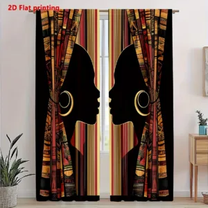 2pcs African female tribes print curtains,suitable for bedroom,living room kitchen decoration,home decoration,window decoration