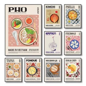 Delicious Food Canvas Painting World Cuisine Print Wall Poster Picture Decorations for Home Wall Arts