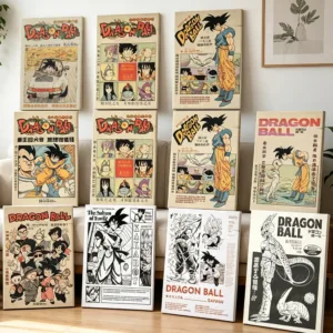 Dragon Ball Z Vintage Manga Canvas Poster Retro Wall Art Print Son Goku Vegeta Home Decor Painting Living Room Bedroom Fans Gift