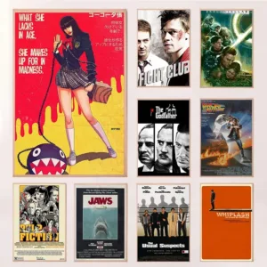 Classic Movie Collection Poster Kill Bill Jaws Fight Club The Usual Suspects Canvas Painting Wall Art for Office Room Home Decor