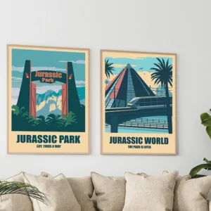 Dinosaur Park Posters and Prints Classic Movie Series Art Canvas Painting Retro Nordic Wall Pictures for Living Room Home Dec