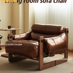 Leather Sofa Chair Luxury Living Room Armchair Single Person Lazy Lounge Chairs Modern Household Leisure Relaxation Chairs