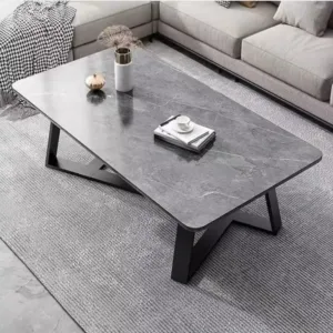 Light luxury coffee table, modern marble pattern low table, rectangular small table next to the sofa in the living room