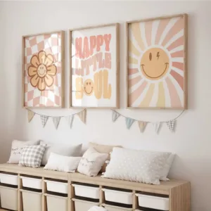 3pcs/set Daisy Flowers Plants Nursery Canvas Print Inspirational Quotes Wall Art Posters for Youth Rooms Game Rooms Home Decor