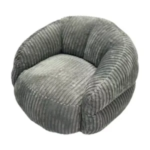 #Modern Grey Corduroy Accent Compression Sofa Chair Plush Upholstered Lounge Vacuum Packed Armchair 5-Year Warranty for Living