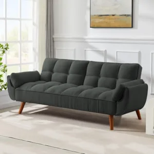 Futon Sofa Bed Modern Convertible Sleeper Sofa, 75” Linen Twin Size Futon Couch Comfy Recliner Sofa Couch with, Custom