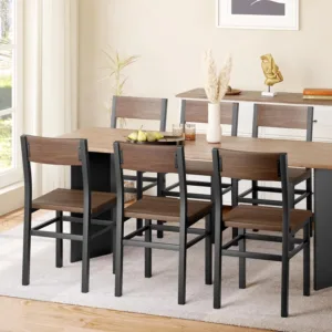 Nut-Brown Dining Chairs Set of 6, Farmhouse Kitchen Room Chairs | Rustic Dining Chairs with Thickened & Strengthened, Custom