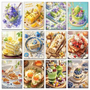 DIY Cartoon Diamond Painting Dessert Cake Full Diamond Embroidery Kitchen Cuisine Cross Stitch Set Art Home Decoration Gift