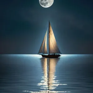 Vintage Sailing Ship Sea Seascape Boat Moon Night Poster Black Pirate Ship Canvas Painting Print Wall Art Room Home Decor