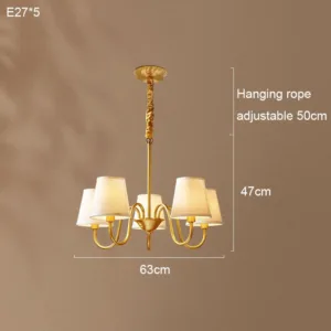Medieval Luxury High-end LED Pendant Light Fabric Copper Chandelier Home Decor for Villa Lobby Living Room Bedroom Hanging Lamps
