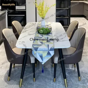 B456 Luxury 4-Seater Marble Dining Set for Kitchen High Quality 4 Chair Table Design for Hotel Outdoor Use MDF Wood Style