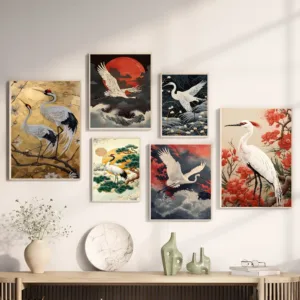 Red-crowned Crane Poster and Prints Animal Bird Art Canvas Painting Wall Art Picture for Living Room Home Decor No Frame