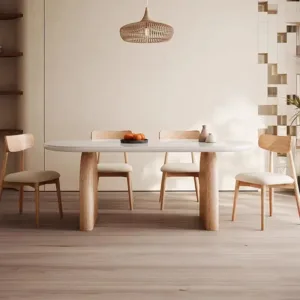 Nordic rock slab dining chair household small apartment modern simple rectangular eating table simple solid wood dining