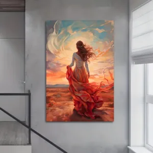 Modern Sunset Girl Canvas Poster Canvas Painting, Frameless Wall Art for Bedroom and Living Room Decor, No Frame