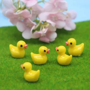 20/50/100pcs 1.6×1.6cm Mini Yellow Duck Landscape Ornament With Multi Meat Moss Microlandscape Mini Resin Candy Color 3D Duck