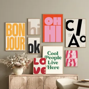 Modern Text OH HI and OK Poster Canvas Print Painting Wall Art Bedroom Study Studio Living Room Home Decor