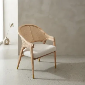 Rattan Nordic Dining Chair Solid Wood Armchair Kitchen Seating Japanese Leisure Living Room Furniture Comfortable Home Decor