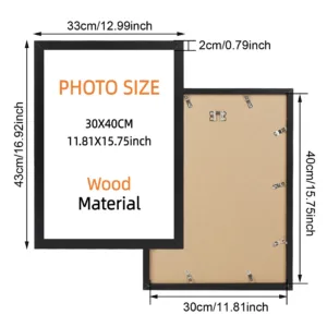 30x40cm Black and White Wood Grain Color Photo Frame Poster Canvas Decorative Frame Can Be Hung on The Wall Canvas Decorative