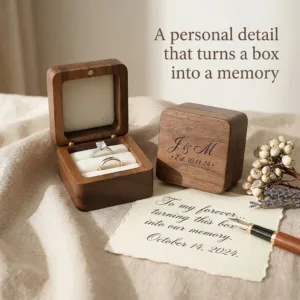 Wood Ring Box Wedding Jewelry Organizer Gift Box Personalized Engraving Proposal Ring Holder Bracelet Earring Packaging