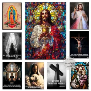 Motivational Quotes Religion Christ Jesus Art Poster Catholic Virgin Canvas Painting Wall Prints Picture for Room Home Decor
