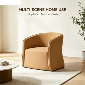 Modern 360 Degree Swivel Armchair Linen Blend Upholstered Accent Chair Indoor Single Lounge Chair for Living Room Bedroom