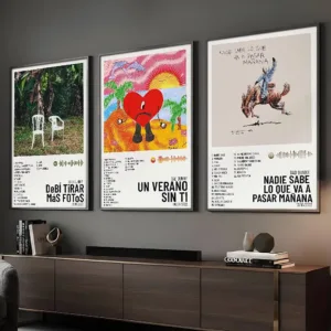 Singer B-Bad B-BunnyS Poster Sticky Wall Art Printing Waterproof Home Living Bed Room Bar Aesthetic Decor