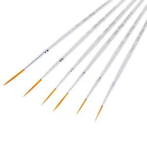 6Pcs Long/Short Hook Line Pen Paint Brush Round Nylon Hair Nail Art Line Drawing Pen For Painting Art Supplies
